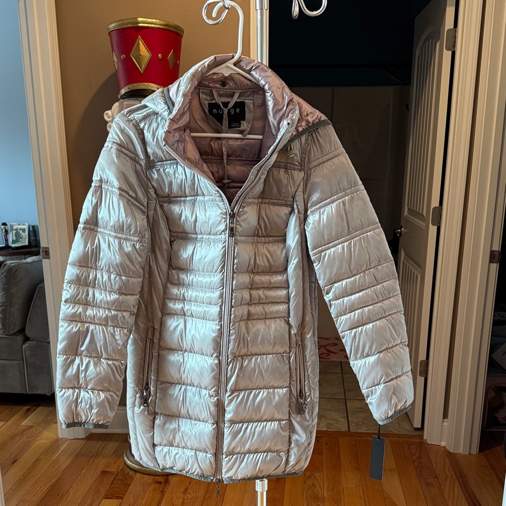 Noize Women's Shiny Silver Puffer Jacket